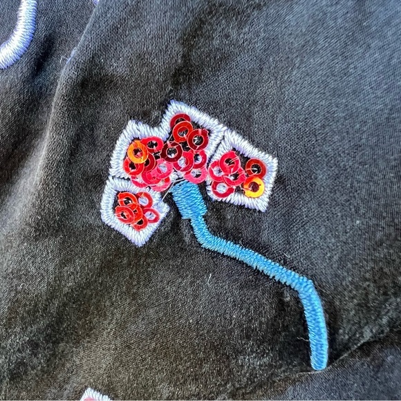 Opening Ceremony Bomber Jacket Embellished Sequin Braided Trim Silk Medium FLAW - Picture 6 of 13